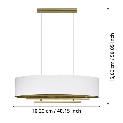 Eglo - Lámpara colgante 4xE27/40W/230V blanco/dorado