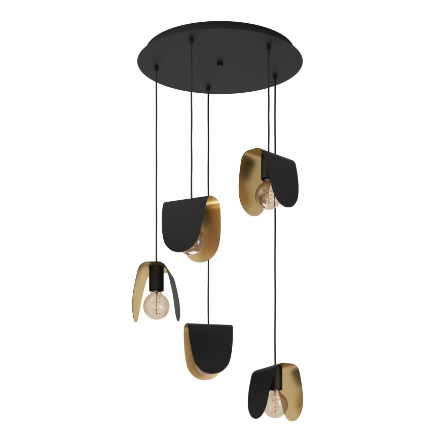 Eglo - Lámpara colgante 5xE27/40W/230V negro/dorado