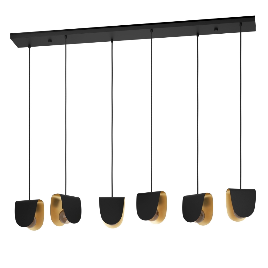 Eglo - Lámpara colgante 6xE27/40W/230V negro/dorado