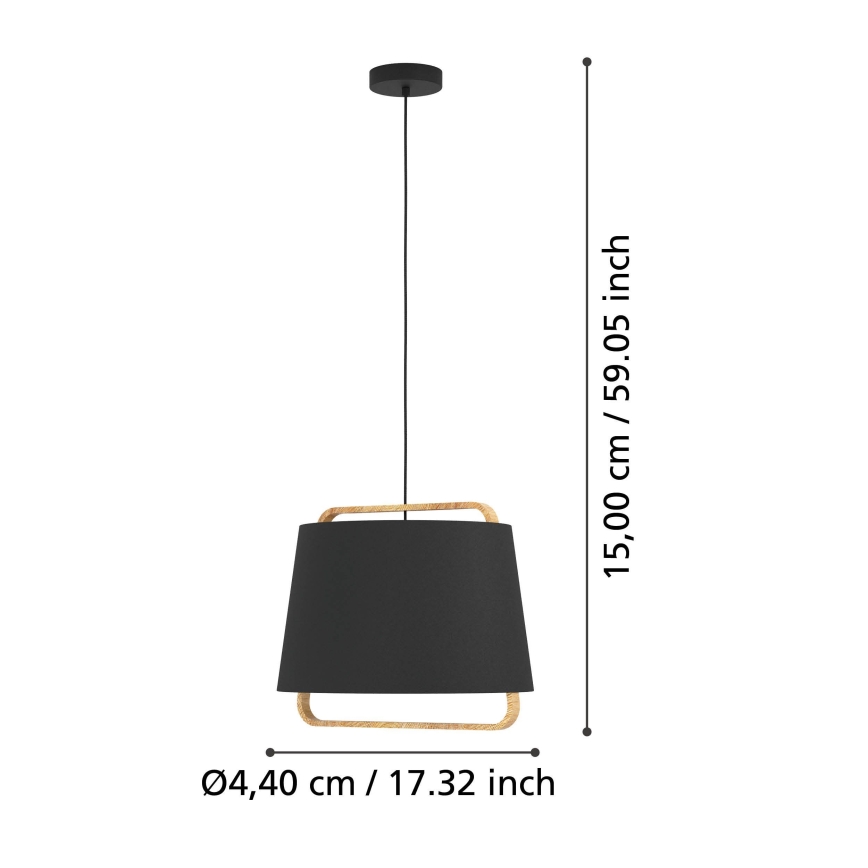 Eglo - Lámpara colgante 1xE27/40W/230V negro