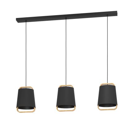 Eglo - Lámpara colgante 3xE27/40W/230V negro