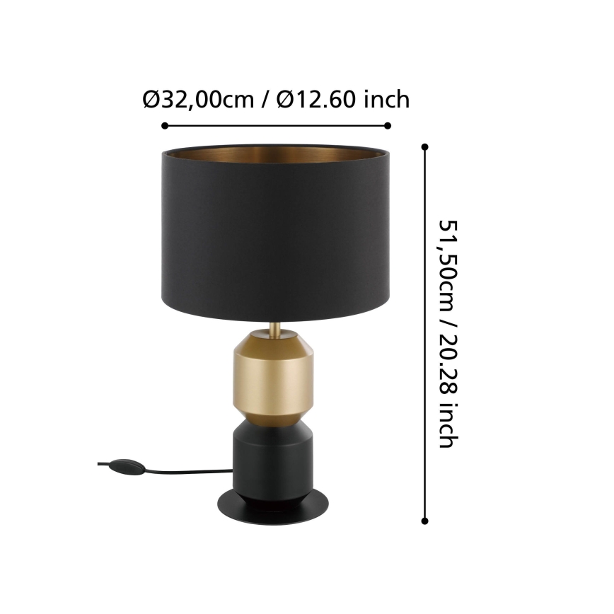 Eglo - Lámpara de mesa 1xE27/40W/230V negro/dorado