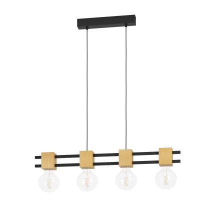 Eglo - Lámpara colgante 4xE27/40W/230V negro/marrón