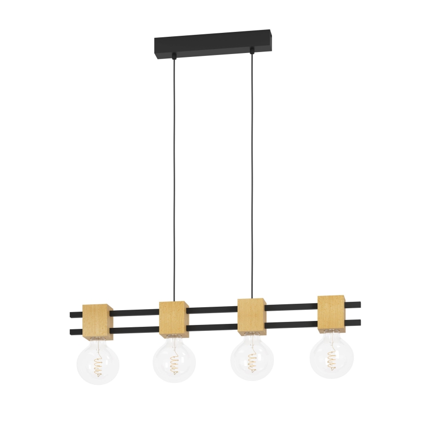 Eglo - Lámpara colgante 4xE27/40W/230V negro/marrón