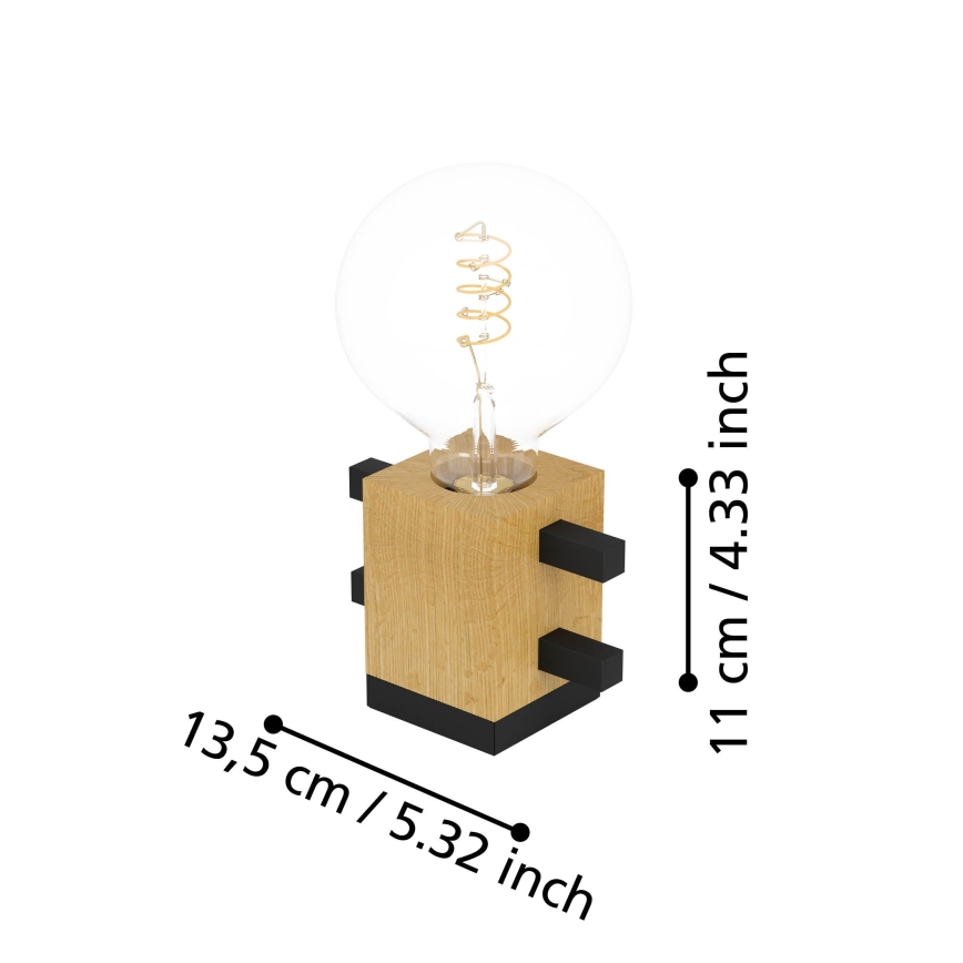 Eglo - Lámpara de mesa 1xE27/40W/230V negro/marrón