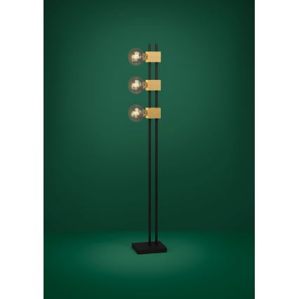 Eglo - Lámpara de pie 3xE27/40W/230V negro/marrón