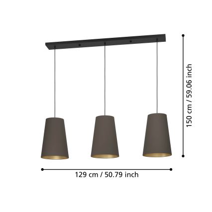 Eglo - Lámpara colgante 3xE27/40W/230V marrón