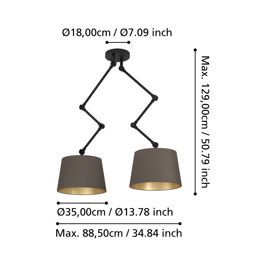 Eglo - Lámpara colgante 2xE27/40W/230V marrón
