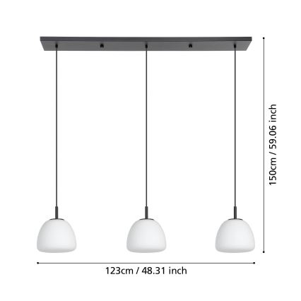 Eglo - Lámpara colgante 3xE27/40W/230V negro