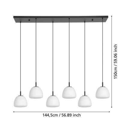 Eglo - Lámpara colgante 6xE27/40W/230V negro