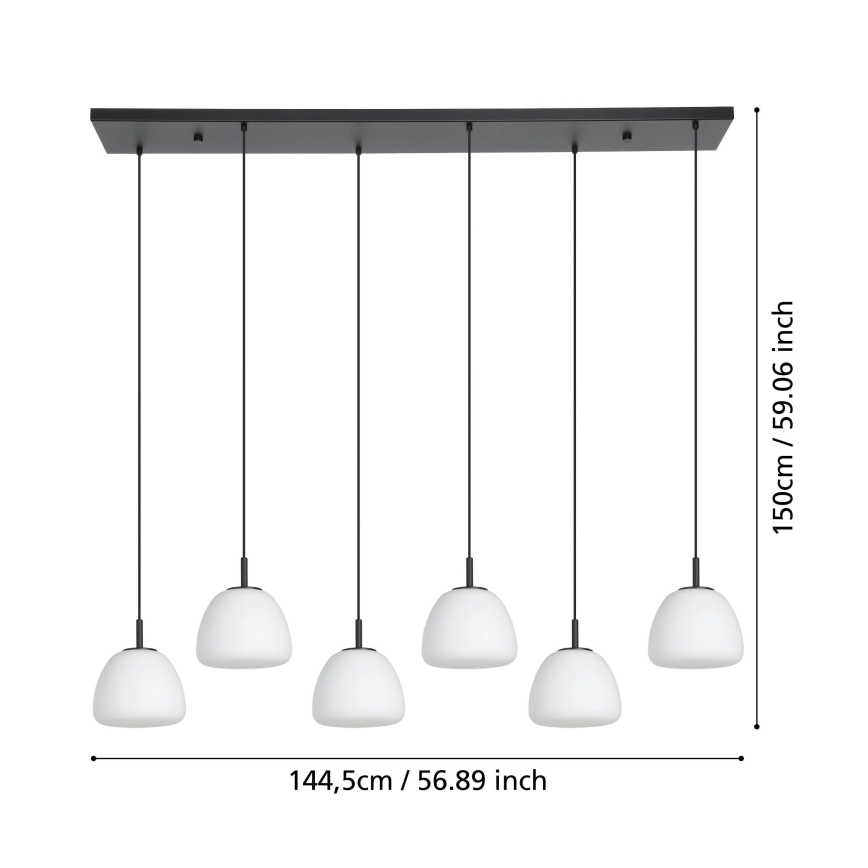 Eglo - Lámpara colgante 6xE27/40W/230V negro