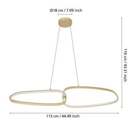 Eglo - Lámpara de araña LED regulable LED/37,5W/230V 3000K dorado