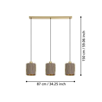Eglo - Lámpara colgante 3xE27/40W/230V dorado/marrón