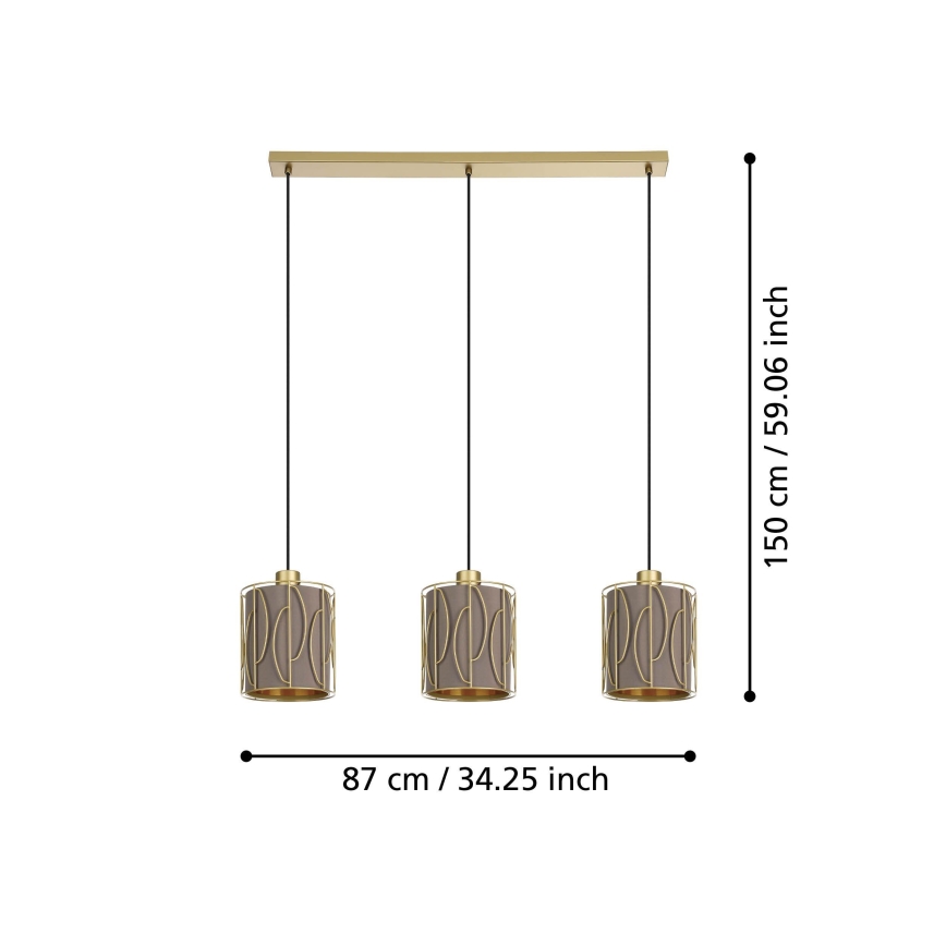 Eglo - Lámpara colgante 3xE27/40W/230V dorado/marrón
