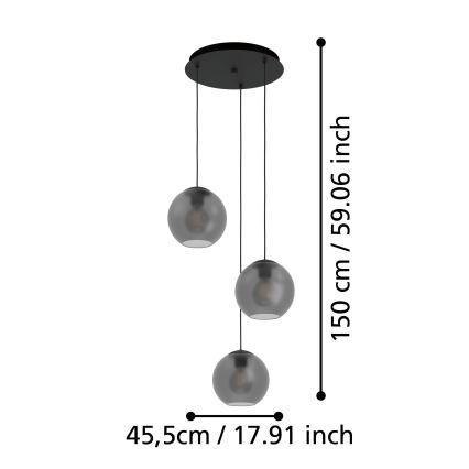 Eglo - Lámpara colgante 3xE27/40W/230V ahumado