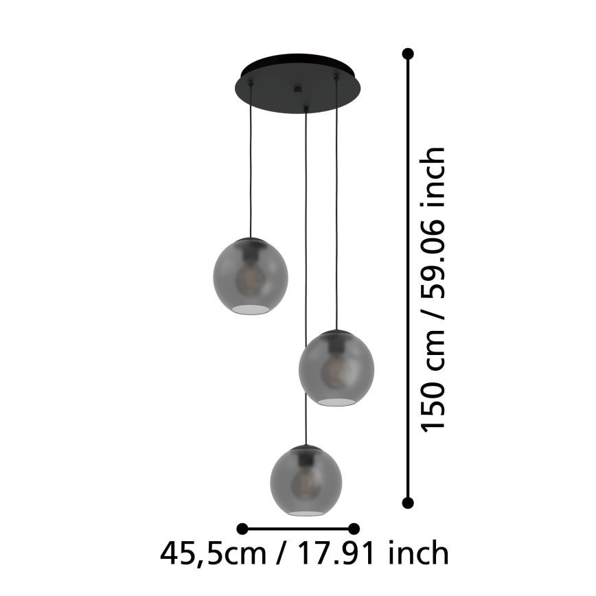 Eglo - Lámpara colgante 3xE27/40W/230V ahumado