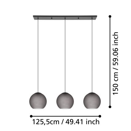 Eglo - Lámpara colgante 3xE27/40W/230V ahumado