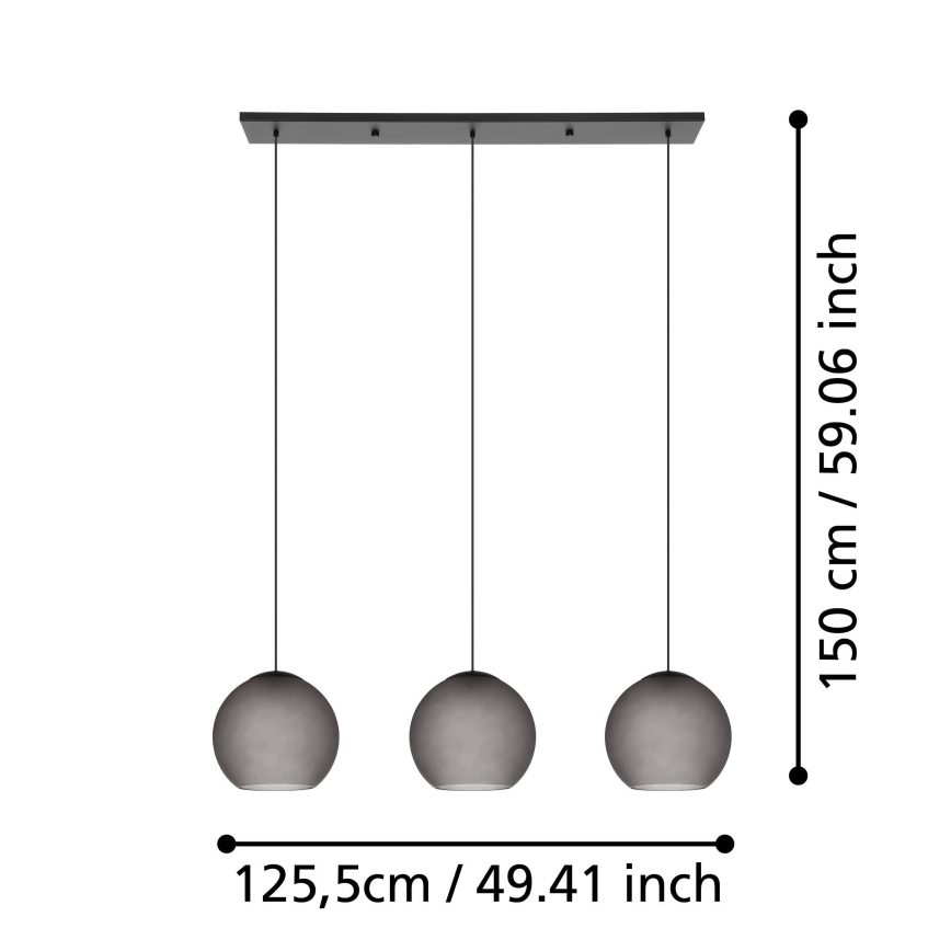 Eglo - Lámpara colgante 3xE27/40W/230V ahumado