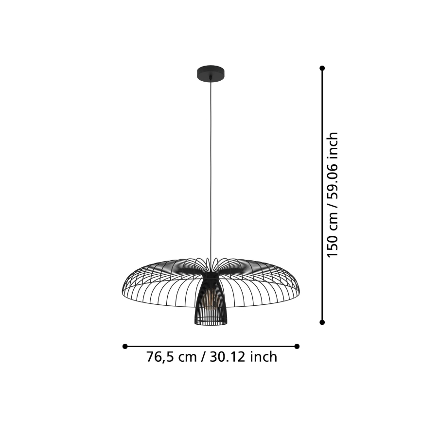 Eglo - Lámpara colgante 1xE27/60W/230V diá. 77 cm negro
