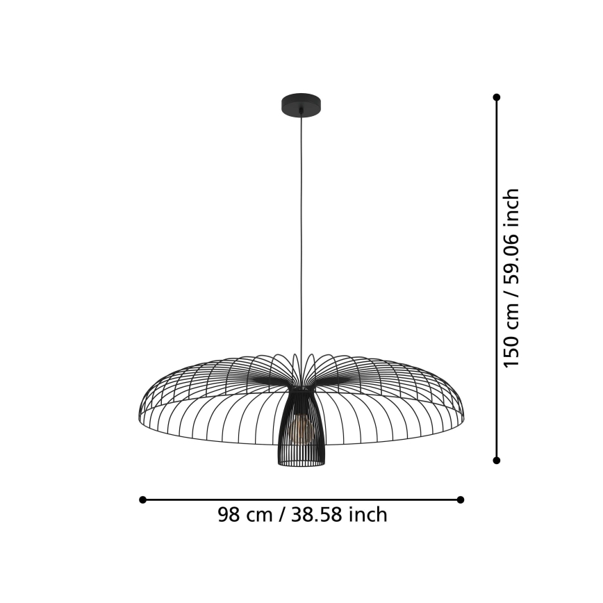 Eglo - Lámpara colgante 1xE27/60W/230V diá. 98,5 cm negro