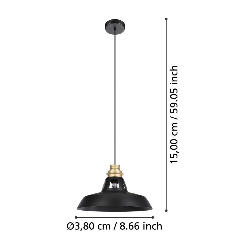 Eglo - Lámpara colgante 1xE27/40W/230V negro/dorado