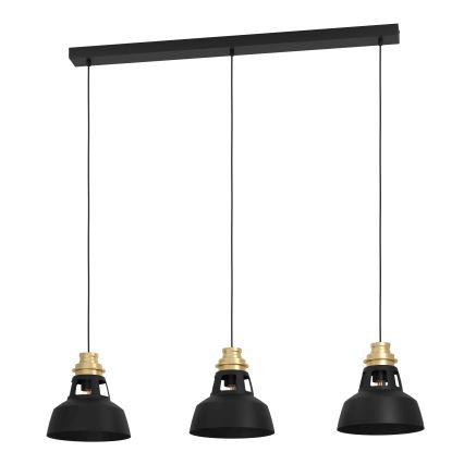 Eglo - Lámpara colgante 3xE27/40W/230V negro/dorado