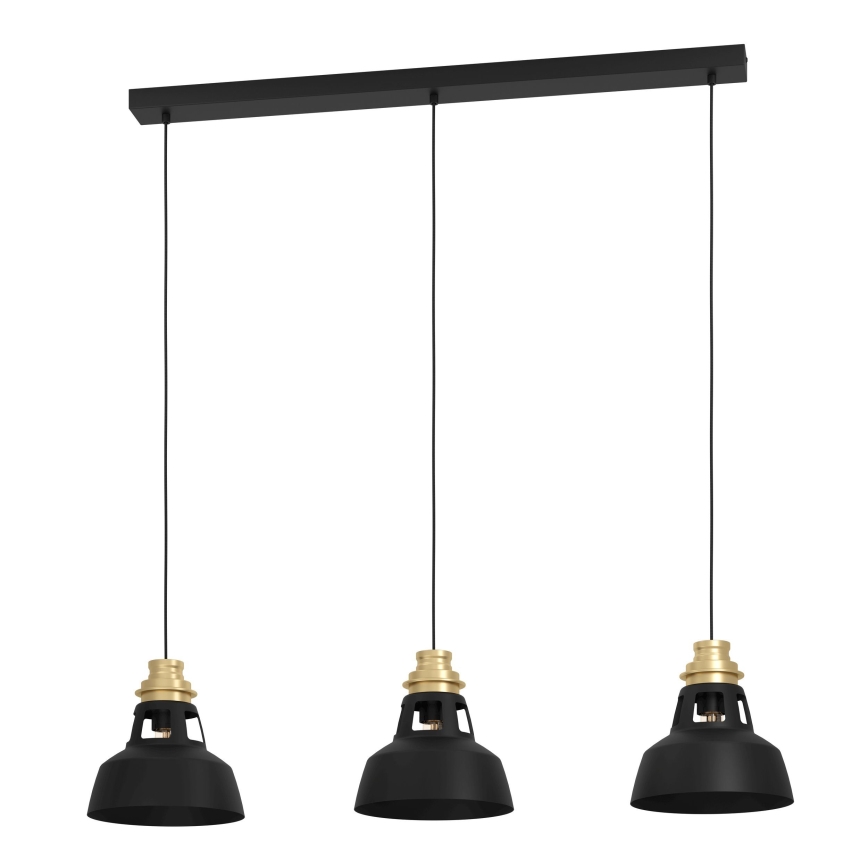Eglo - Lámpara colgante 3xE27/40W/230V negro/dorado