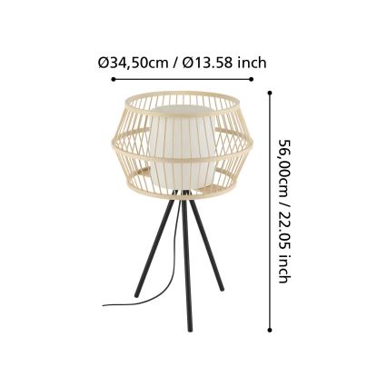 Eglo - Lámpara de mesa 1xE27/40W/230V bambú