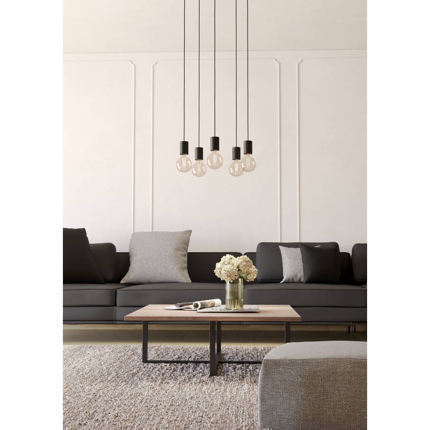 Eglo - Lámpara colgante 5xE27/40W/230V negro