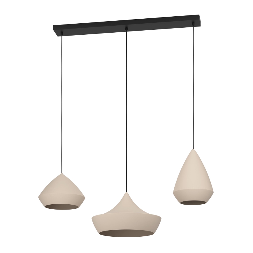 Eglo - Lámpara colgante 3xE27/28W/230V beige