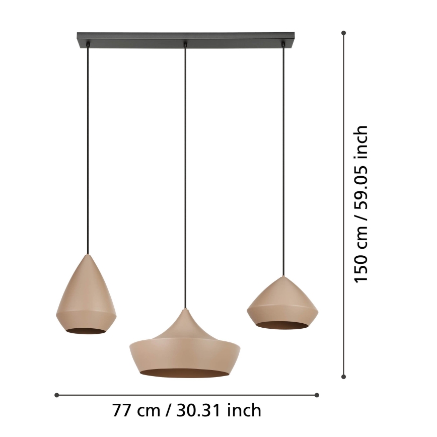 Eglo - Lámpara colgante 3xE27/28W/230V beige