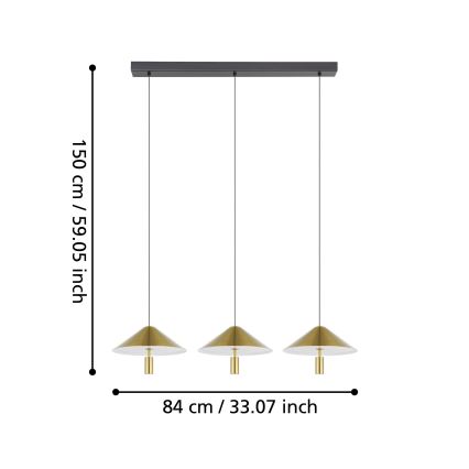 Eglo - Lámpara de araña LED regulable 3xLED/12W/230V 3000K dorado