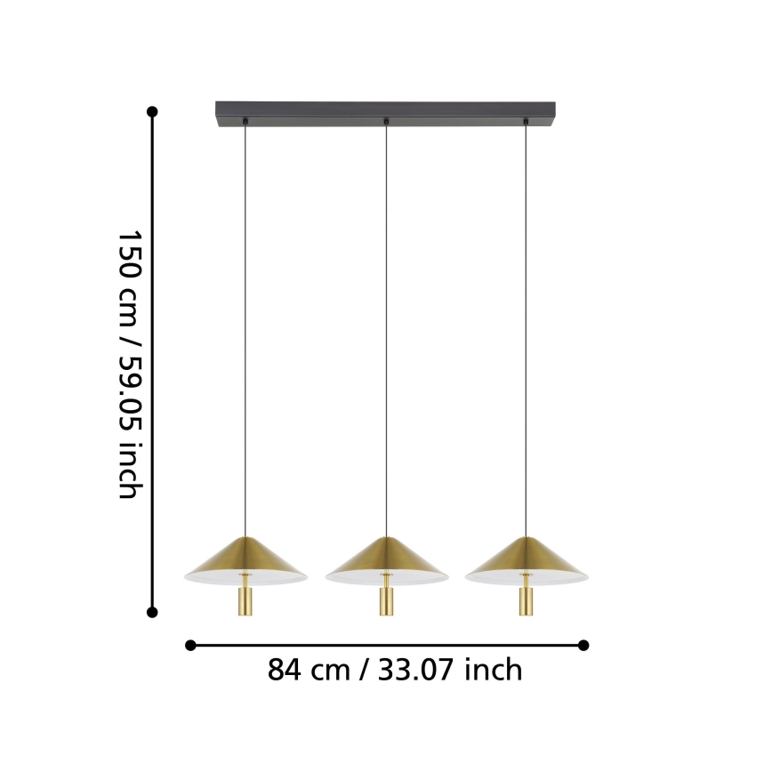 Eglo - Lámpara de araña LED regulable 3xLED/12W/230V 3000K dorado