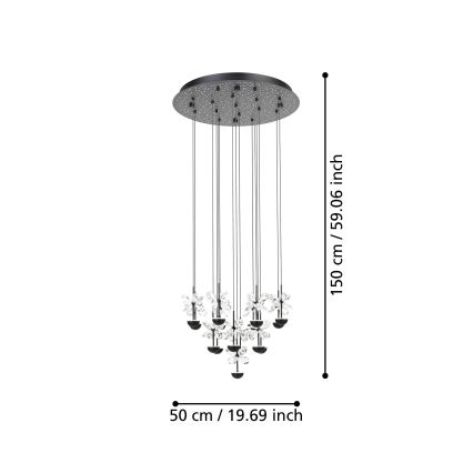 Eglo - Lámpara de araña LED regulable LED/27W/230V 3000K negro