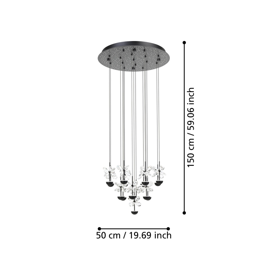 Eglo - Lámpara de araña LED regulable LED/27W/230V 3000K negro