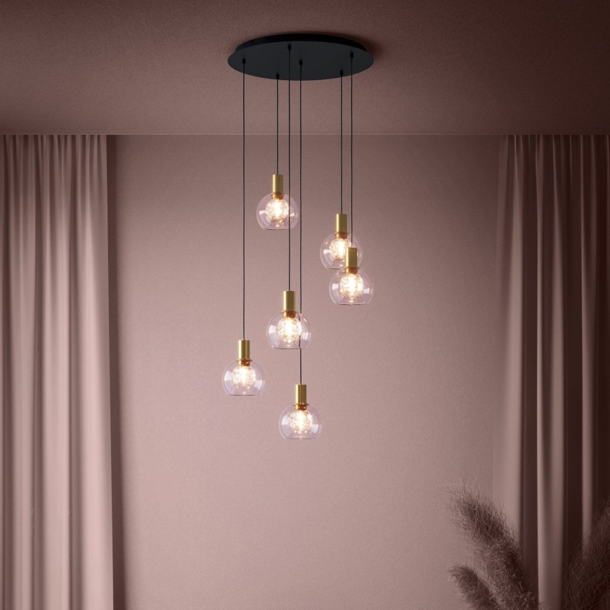 Eglo 390279 - Lámpara de araña LED regulable 6xLED/5,4W/230V 3000K diá. 54 cm dorado