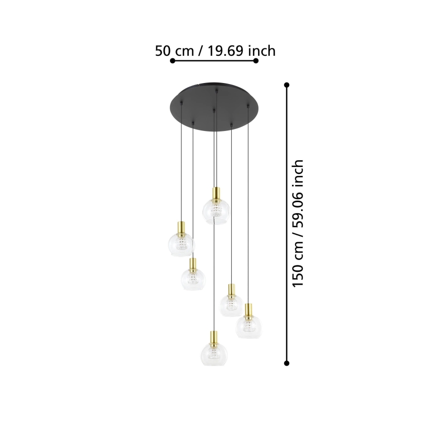 Eglo 390279 - Lámpara de araña LED regulable 6xLED/5,4W/230V 3000K diá. 54 cm dorado
