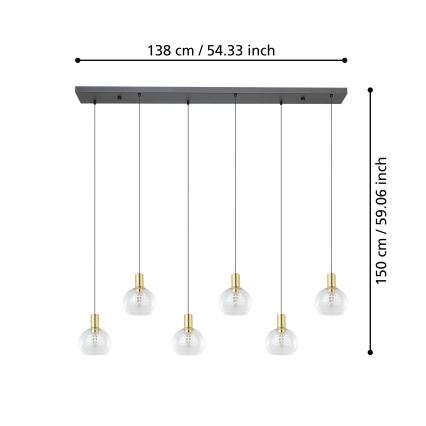 Eglo - Lámpara de araña LED regulable 6xLED/5,4W/230V 3000K dorado