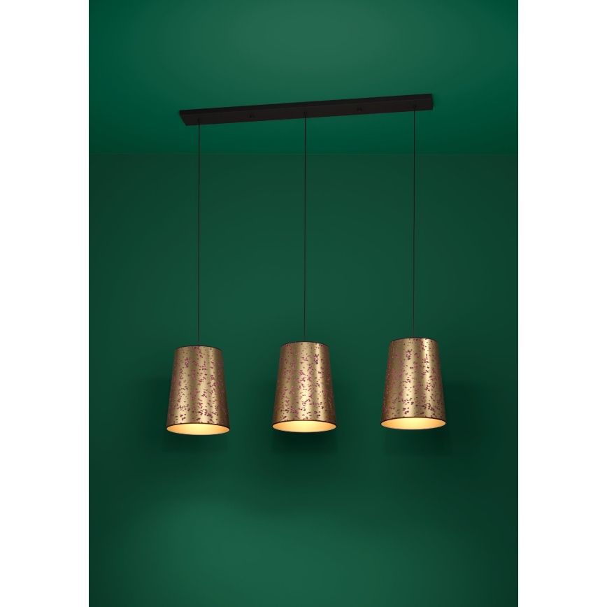 Eglo - Lámpara colgante 3xE27/25W/230V dorado/rosa