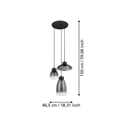 Eglo - Lámpara de araña LED regulable 3xLED/5,4W/230V 2700K ahumado