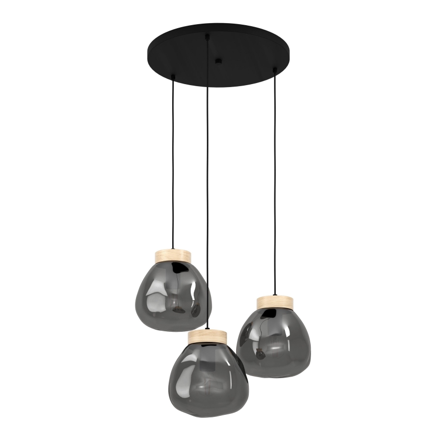 Eglo - Lámpara colgante 3xE27/40W/230V ahumado