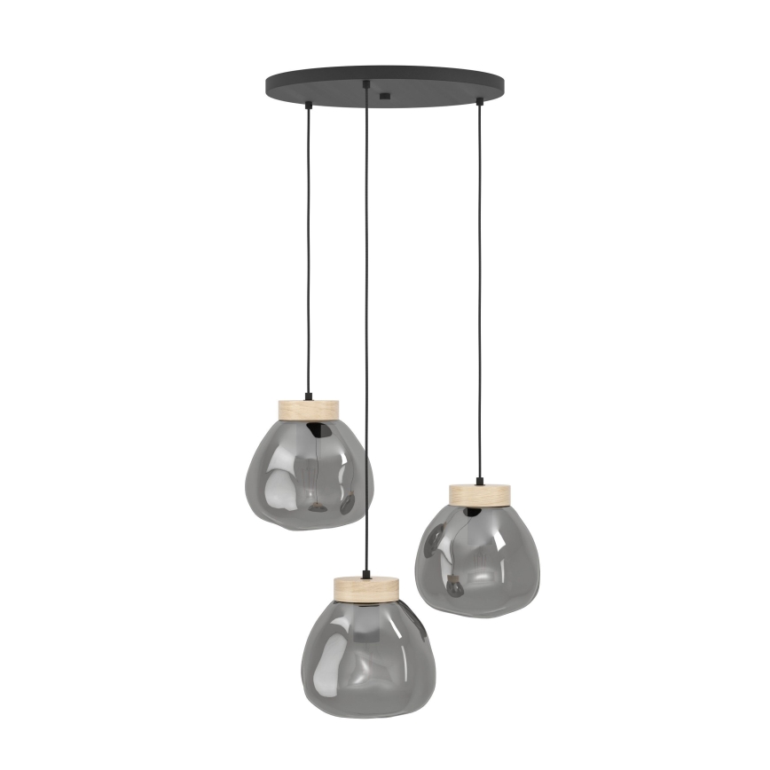 Eglo - Lámpara colgante 3xE27/40W/230V ahumado