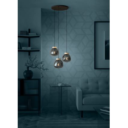 Eglo - Lámpara colgante 3xE27/40W/230V ahumado