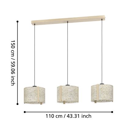 Eglo - Lámpara colgante 3xE27/25W/230V beige