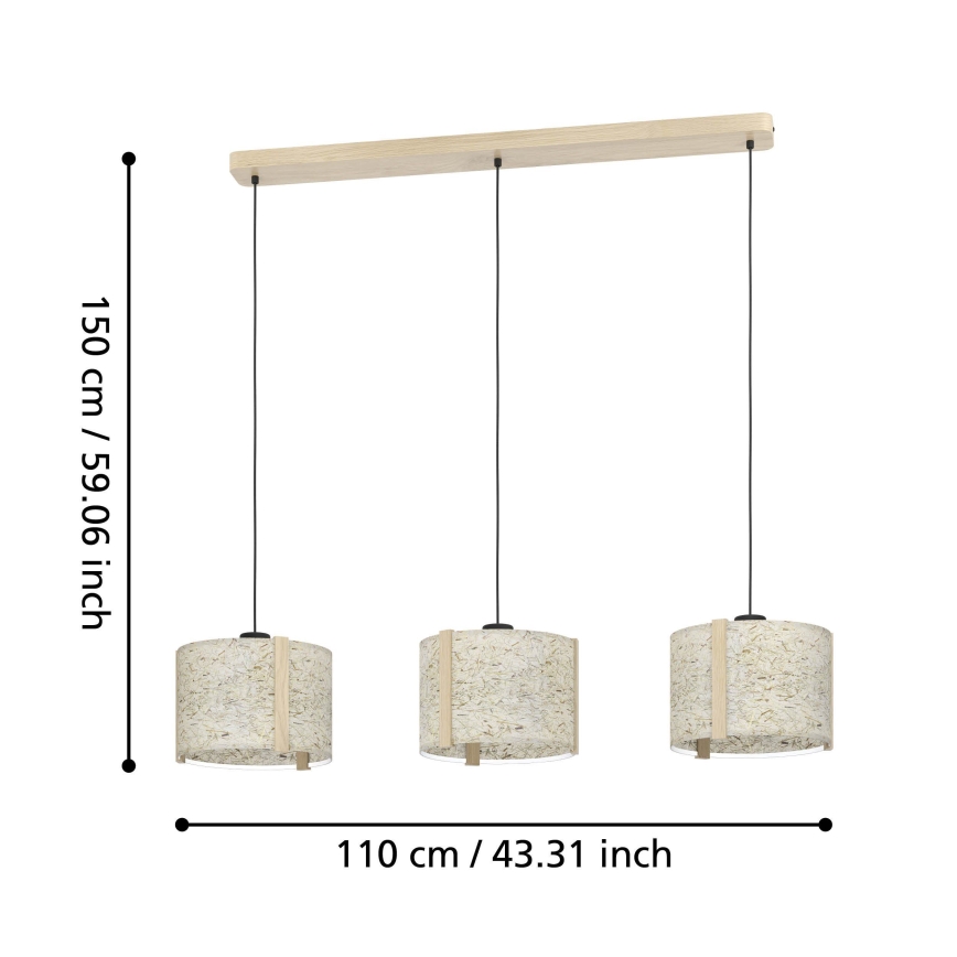 Eglo - Lámpara colgante 3xE27/25W/230V beige