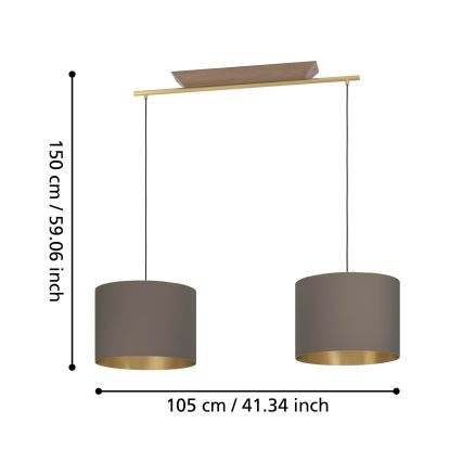 Eglo - Lámpara colgante 2xE27/40W/230V marrón/dorado