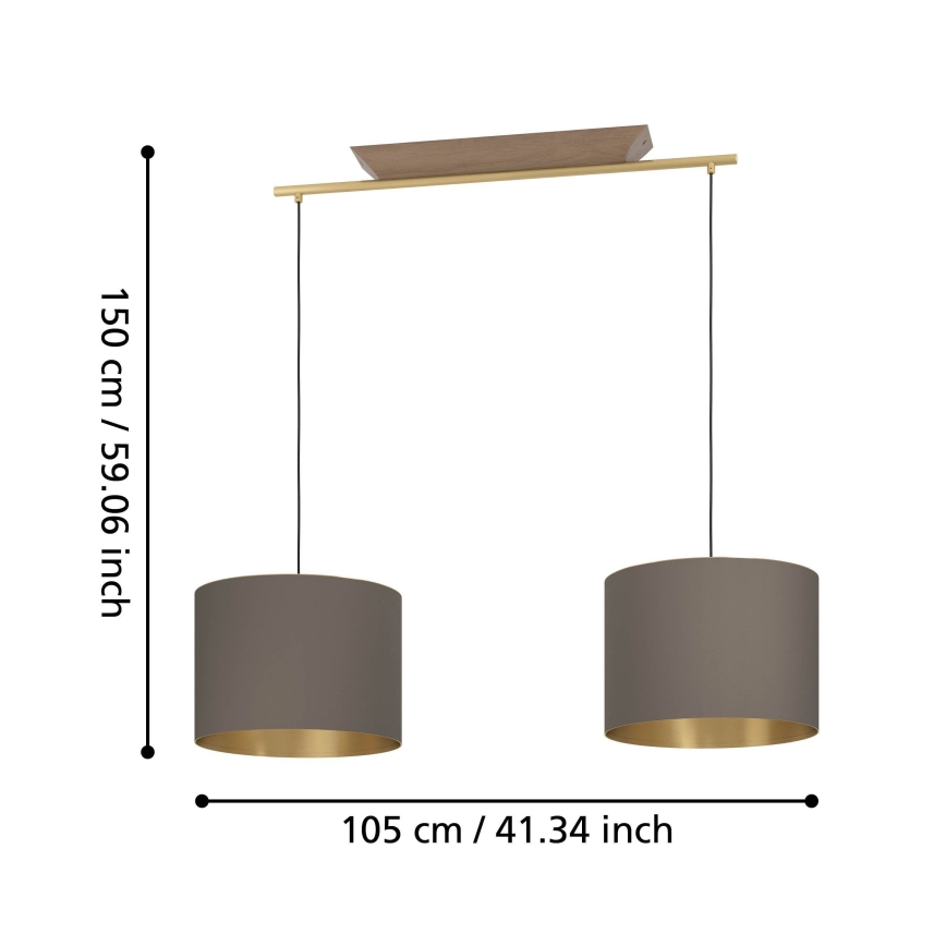Eglo - Lámpara colgante 2xE27/40W/230V marrón/dorado
