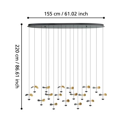 Eglo - Lámpara de araña LED regulable 17xLED/2,3W/230V 3000K