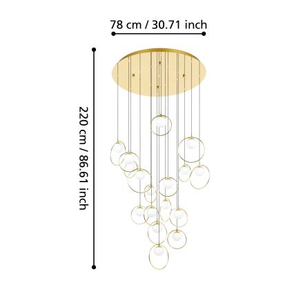 Eglo - Lámpara de araña LED regulable 17xLED/3W/230V 3000K diá. 78 cm dorado