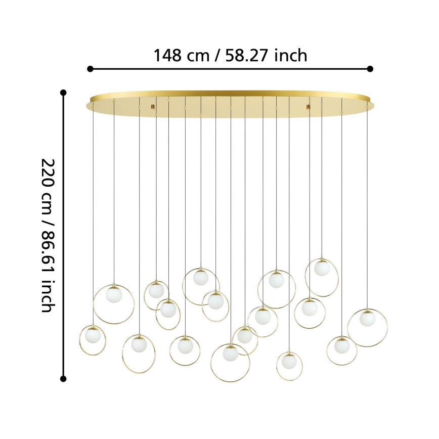 Eglo - Lámpara de araña LED regulable 17xLED/3W/230V 3000K dorado
